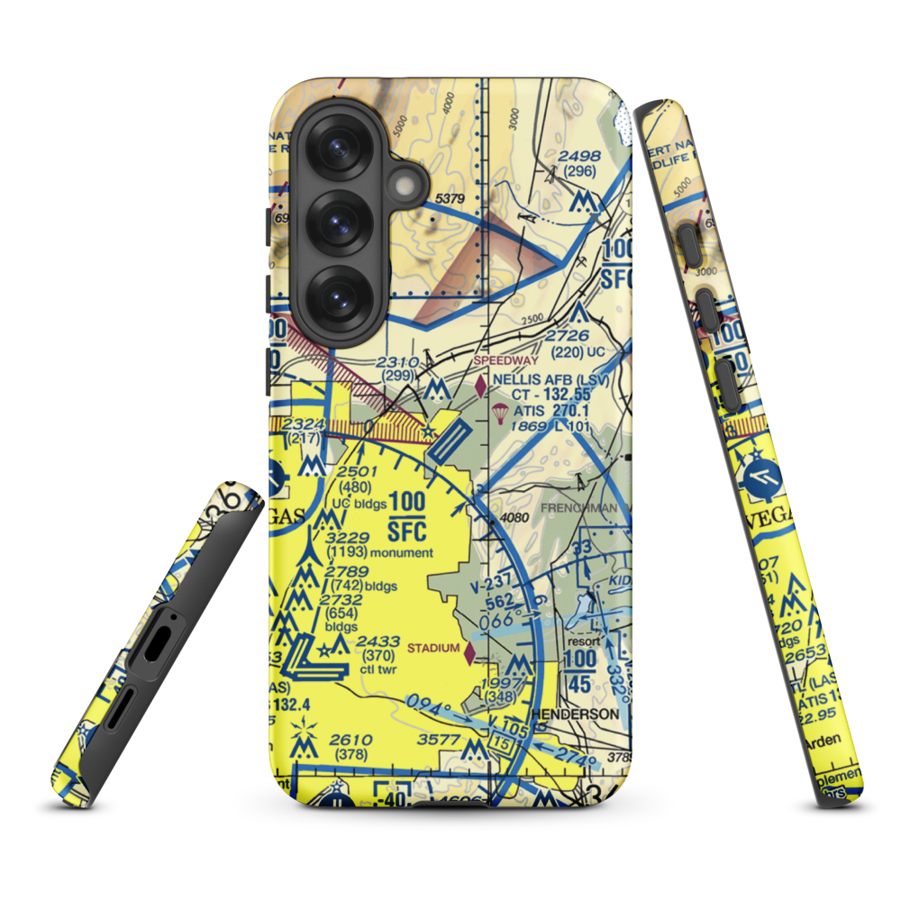 Nellis Air Force Base (LSV) VFR Sectional Samsung Phone Case Samsung Galaxy S25 Plus model shown