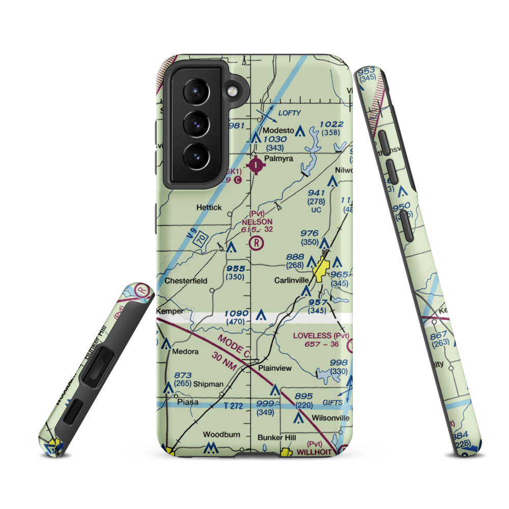 Nelson Airport (8IS1) VFR Sectional Samsung Phone Case Samsung Galaxy S21 FE model shown