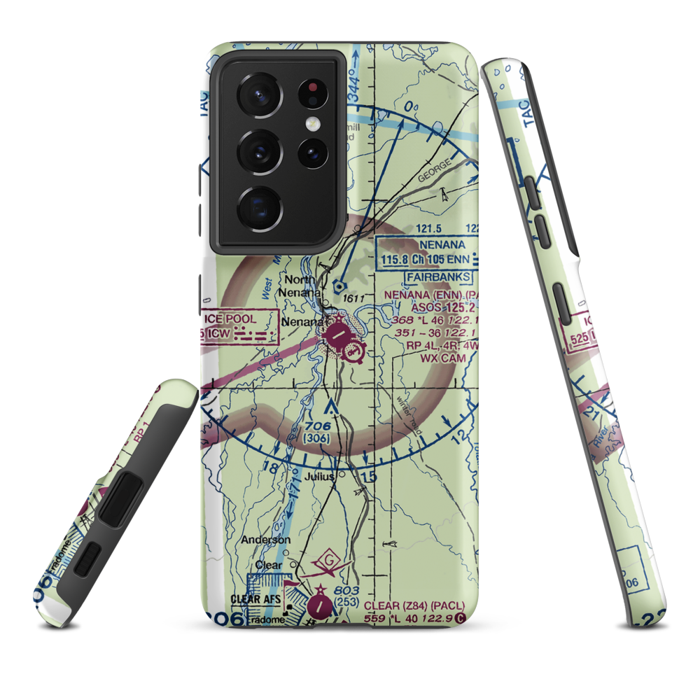 Nenana Municipal Airport (ENN) VFR Sectional Samsung Phone Case Samsung Galaxy S21 Ultra model shown