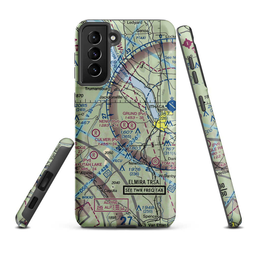 Neno Airport (NY18) VFR Sectional Samsung Phone Case Samsung Galaxy S21 Plus model shown