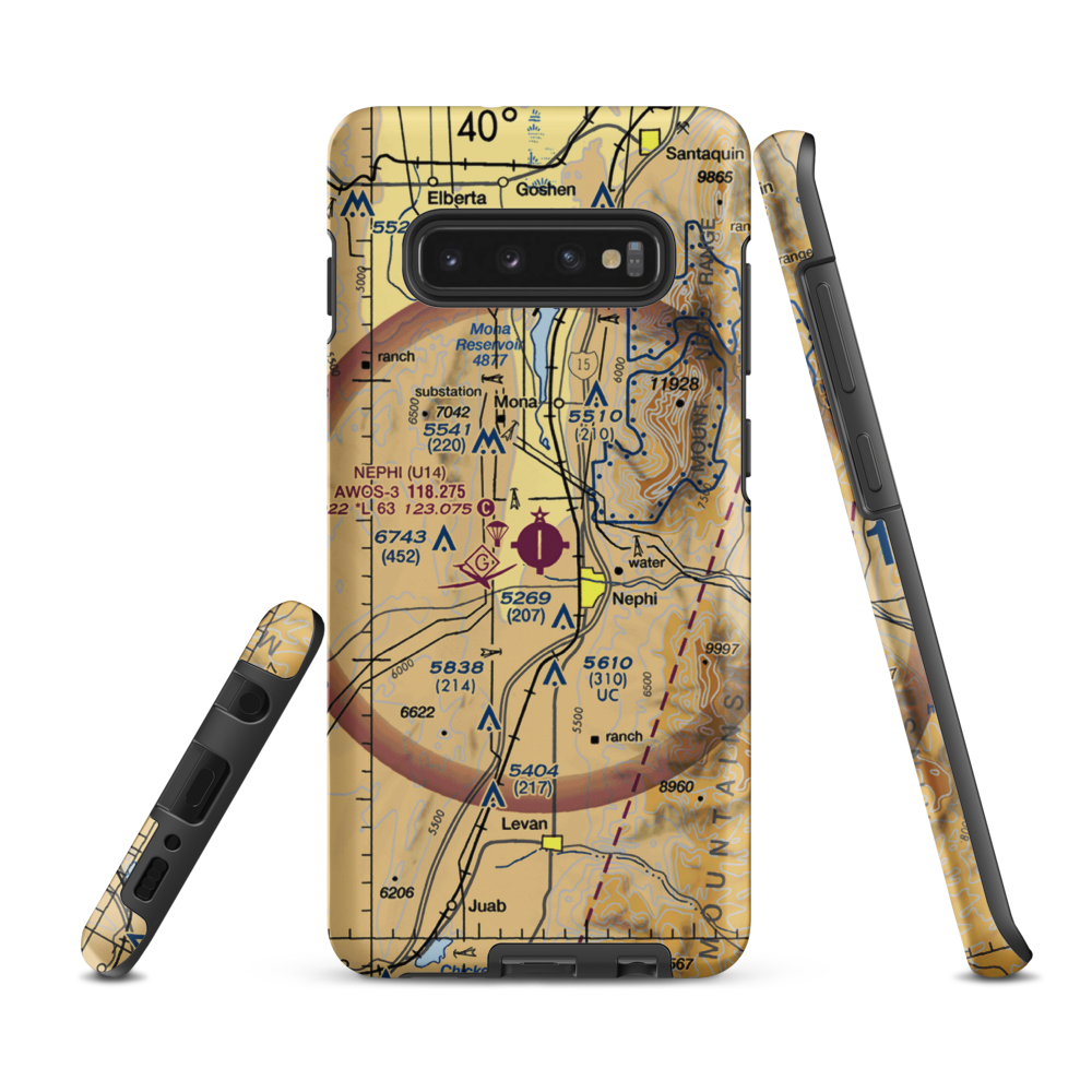 Nephi Municipal Airport (U14) VFR Sectional Samsung Phone Case Samsung Galaxy S10 Plus model shown