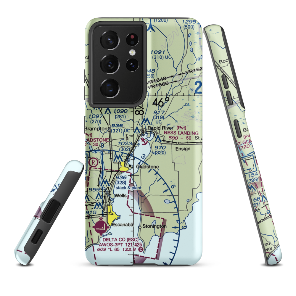 Ness Landing Seaplane Base (3MI9) VFR Sectional Samsung Phone Case Samsung Galaxy S21 Ultra model shown
