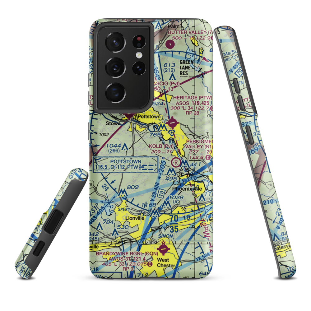 Nesspor Airport (5PA4) VFR Sectional Samsung Phone Case Samsung Galaxy S21 Plus model shown