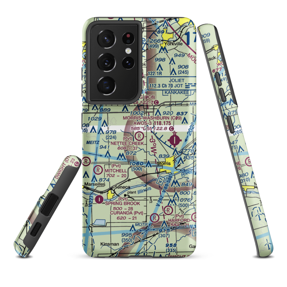 Nettle Creek Landings Airport (IL68) VFR Sectional Samsung Phone Case Samsung Galaxy S21 Plus model shown