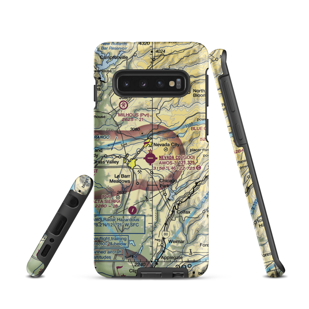 Nevada County Airport (GOO) VFR Sectional Samsung Phone Case Samsung Galaxy S10 model shown