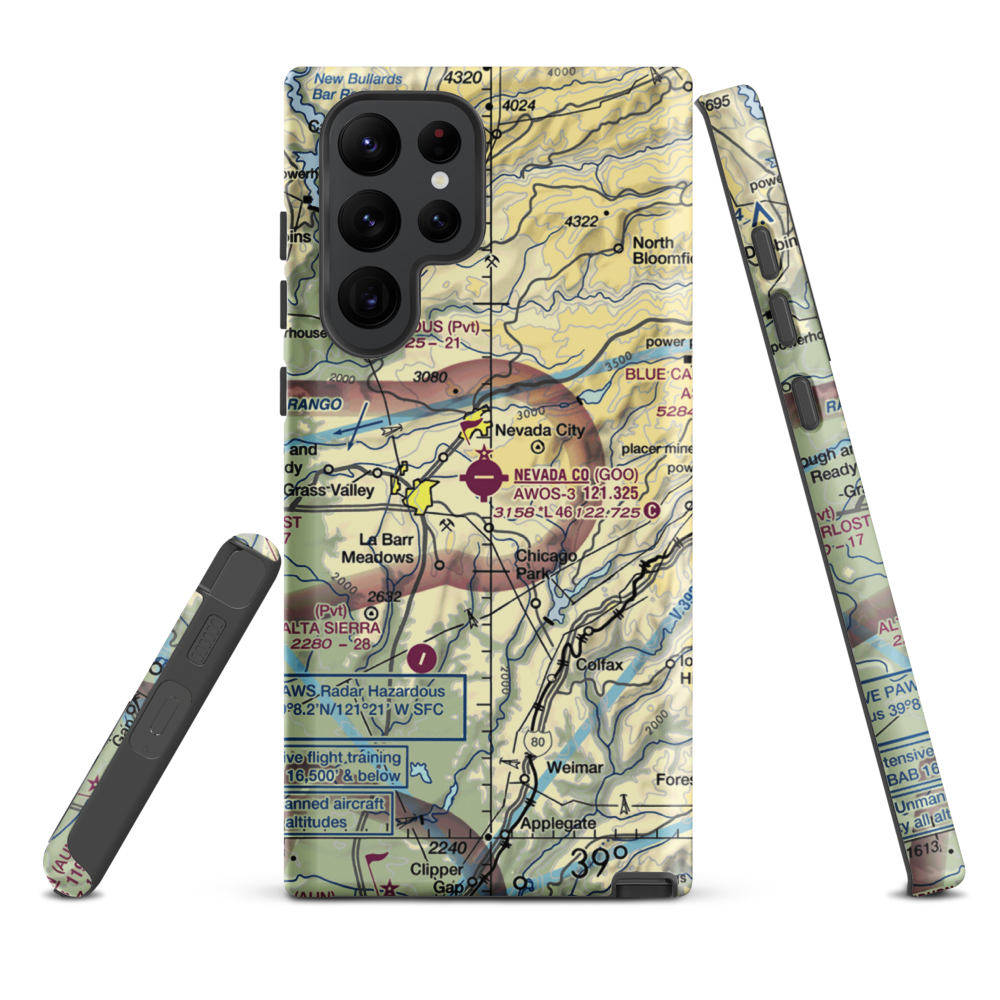Nevada County Airport (GOO) VFR Sectional Samsung Phone Case Samsung Galaxy S22 Ultra model shown