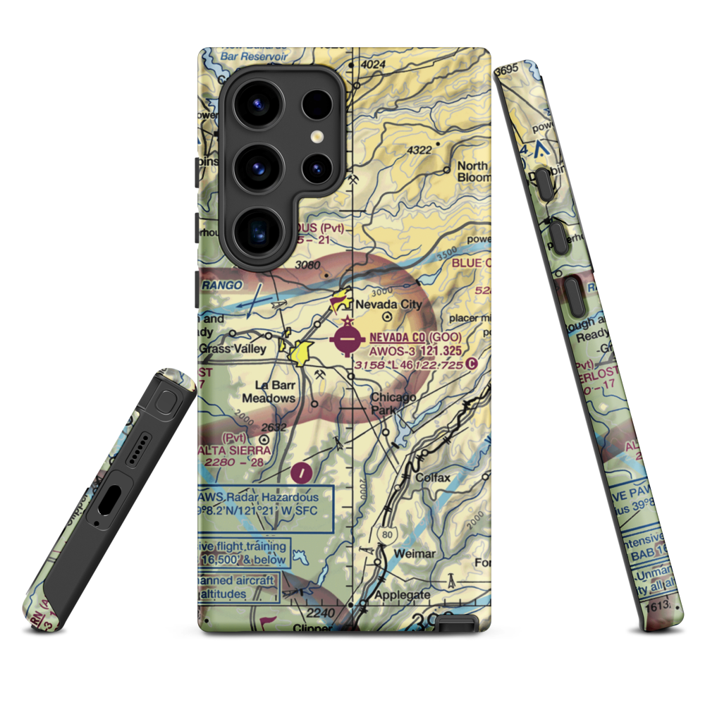 Nevada County Airport (GOO) VFR Sectional Samsung Phone Case Samsung Galaxy S24 Ultra model shown