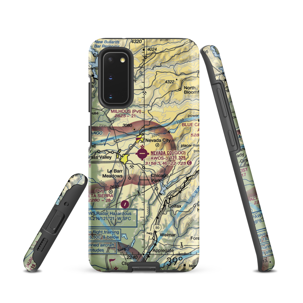Nevada County Airport (GOO) VFR Sectional Samsung Phone Case Samsung Galaxy S20 model shown