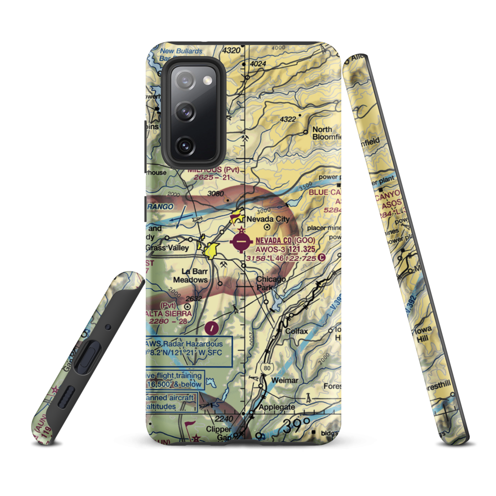 Nevada County Airport (GOO) VFR Sectional Samsung Phone Case Samsung Galaxy S20 FE model shown