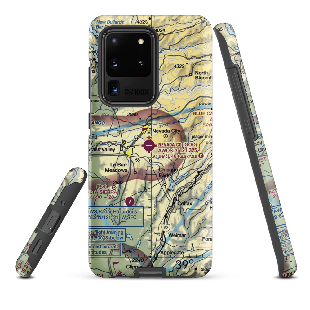 Nevada County Airport (GOO) VFR Sectional Samsung Phone Case Samsung Galaxy S20 Ultra model shown