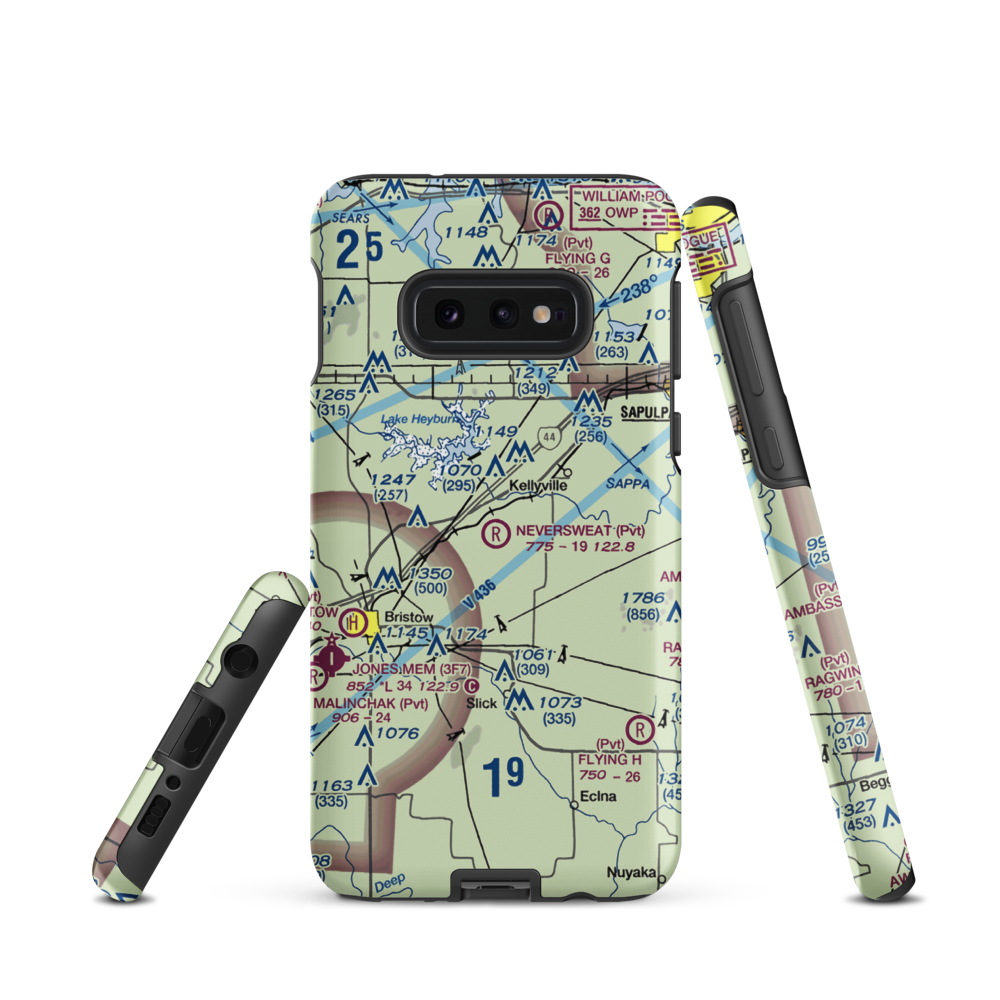 Neversweat Airport (1OK0) VFR Sectional Samsung Phone Case Samsung Galaxy S10e model shown