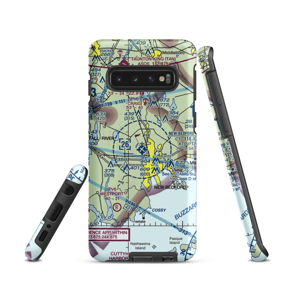 New Bedford Regional Airport (EWB) VFR Sectional Samsung Phone Case Samsung Galaxy S10 model shown