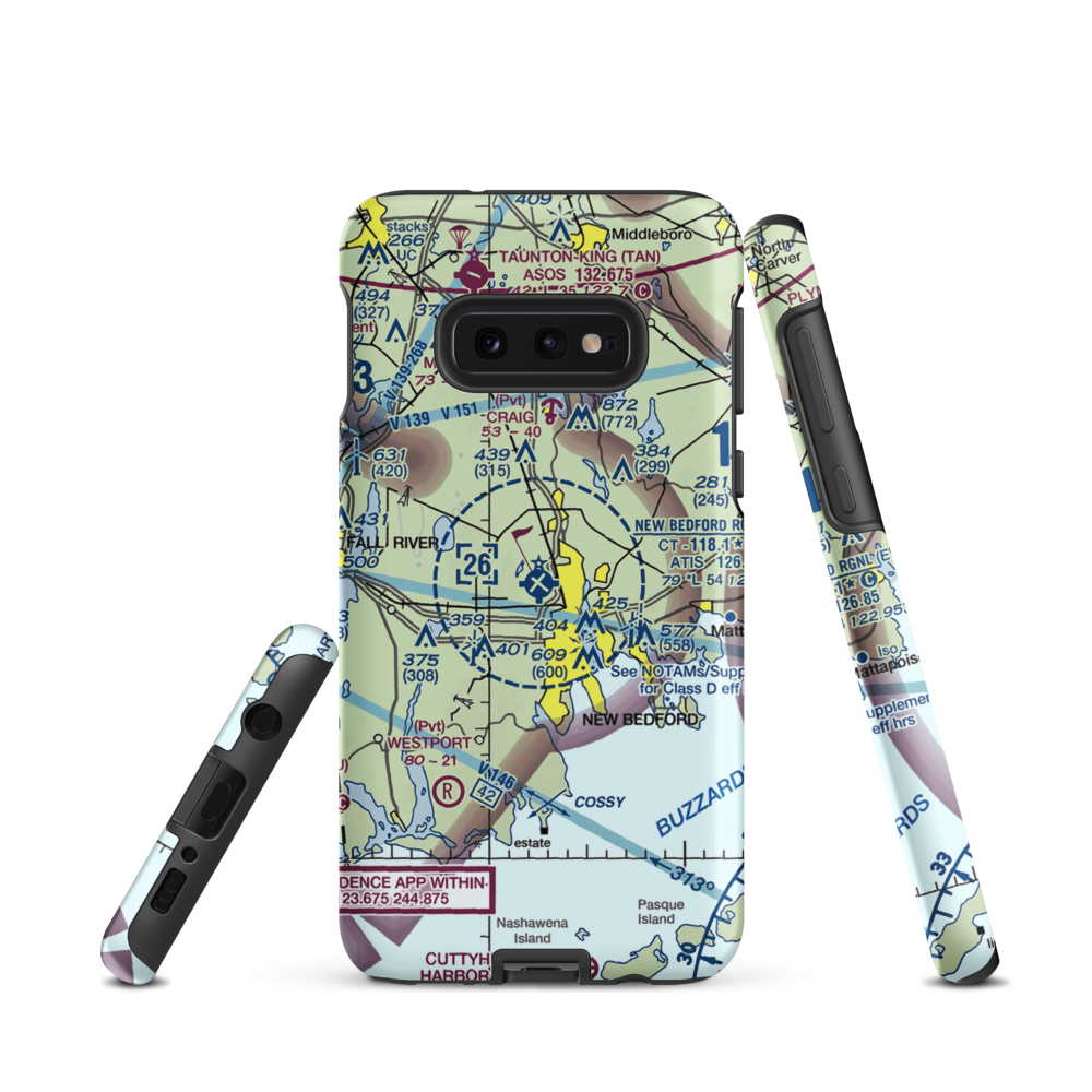 New Bedford Regional Airport (EWB) VFR Sectional Samsung Phone Case Samsung Galaxy S10e model shown