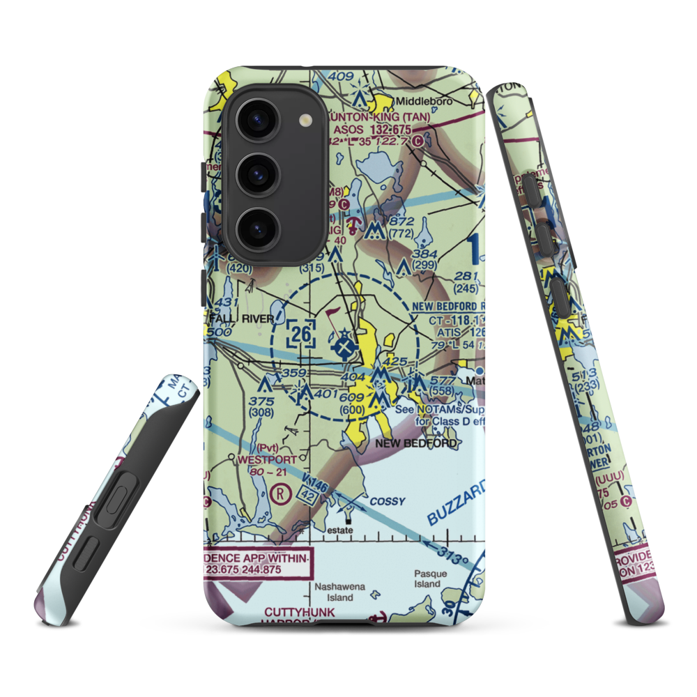 New Bedford Regional Airport (EWB) VFR Sectional Samsung Phone Case Samsung Galaxy S23 Plus model shown