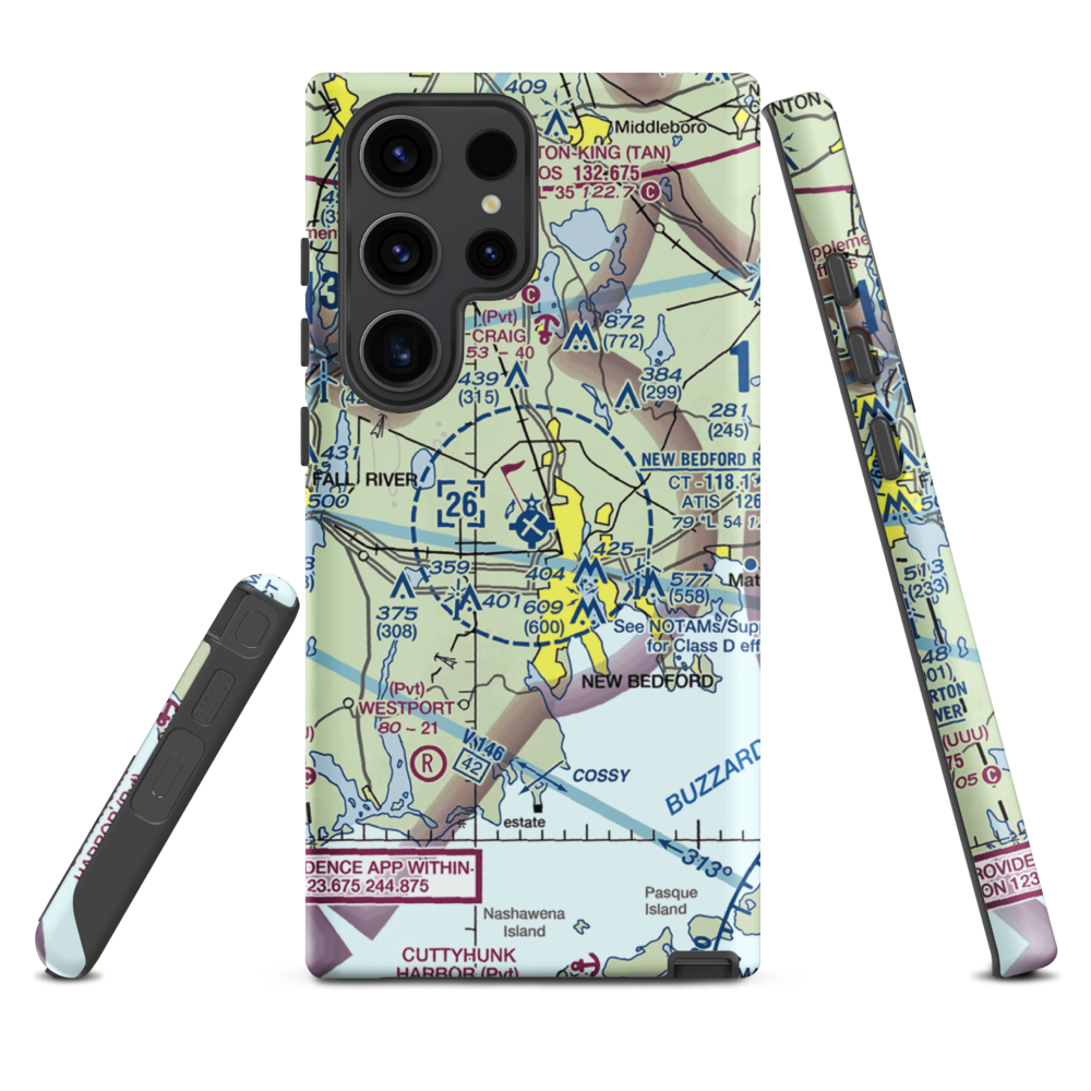 New Bedford Regional Airport (EWB) VFR Sectional Samsung Phone Case Samsung Galaxy S23 Ultra model shown