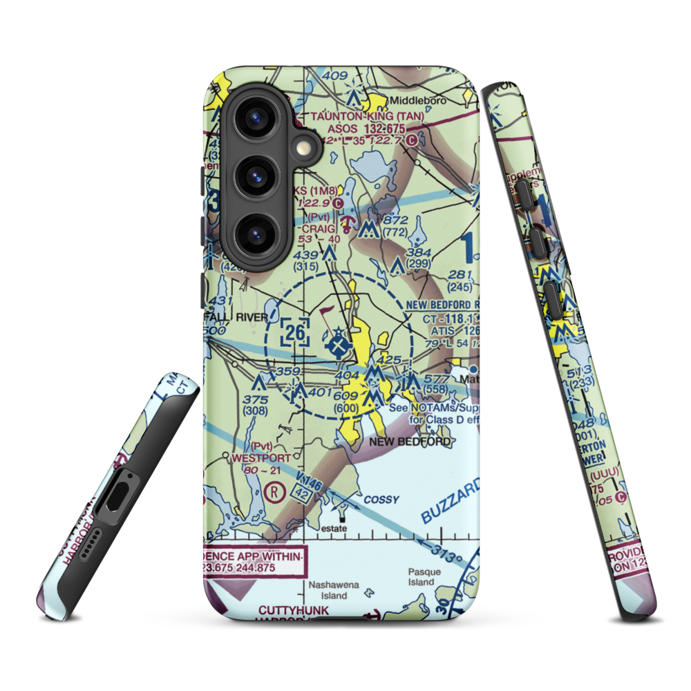 New Bedford Regional Airport (EWB) VFR Sectional Samsung Phone Case Samsung Galaxy S24 Plus model shown