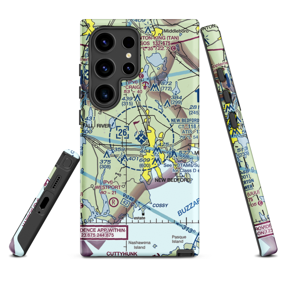 New Bedford Regional Airport (EWB) VFR Sectional Samsung Phone Case Samsung Galaxy S24 Ultra model shown