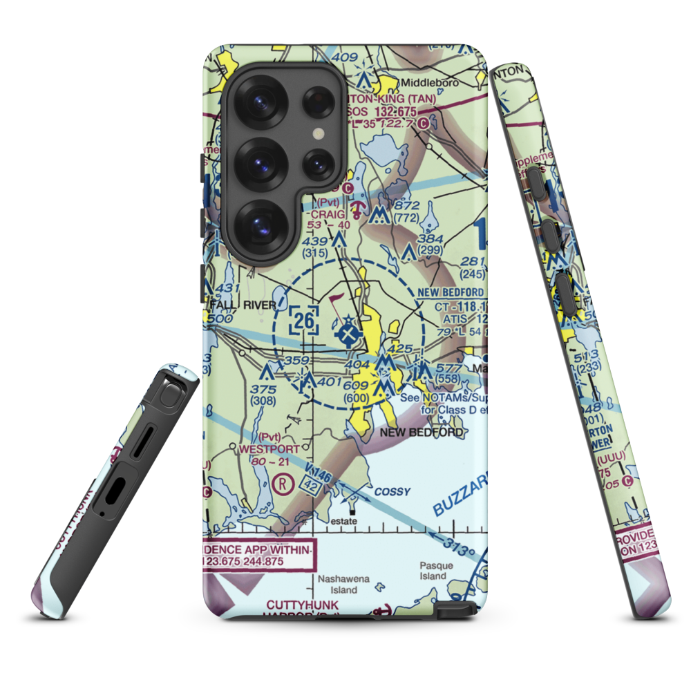 New Bedford Regional Airport (EWB) VFR Sectional Samsung Phone Case Samsung Galaxy S25 Ultra model shown