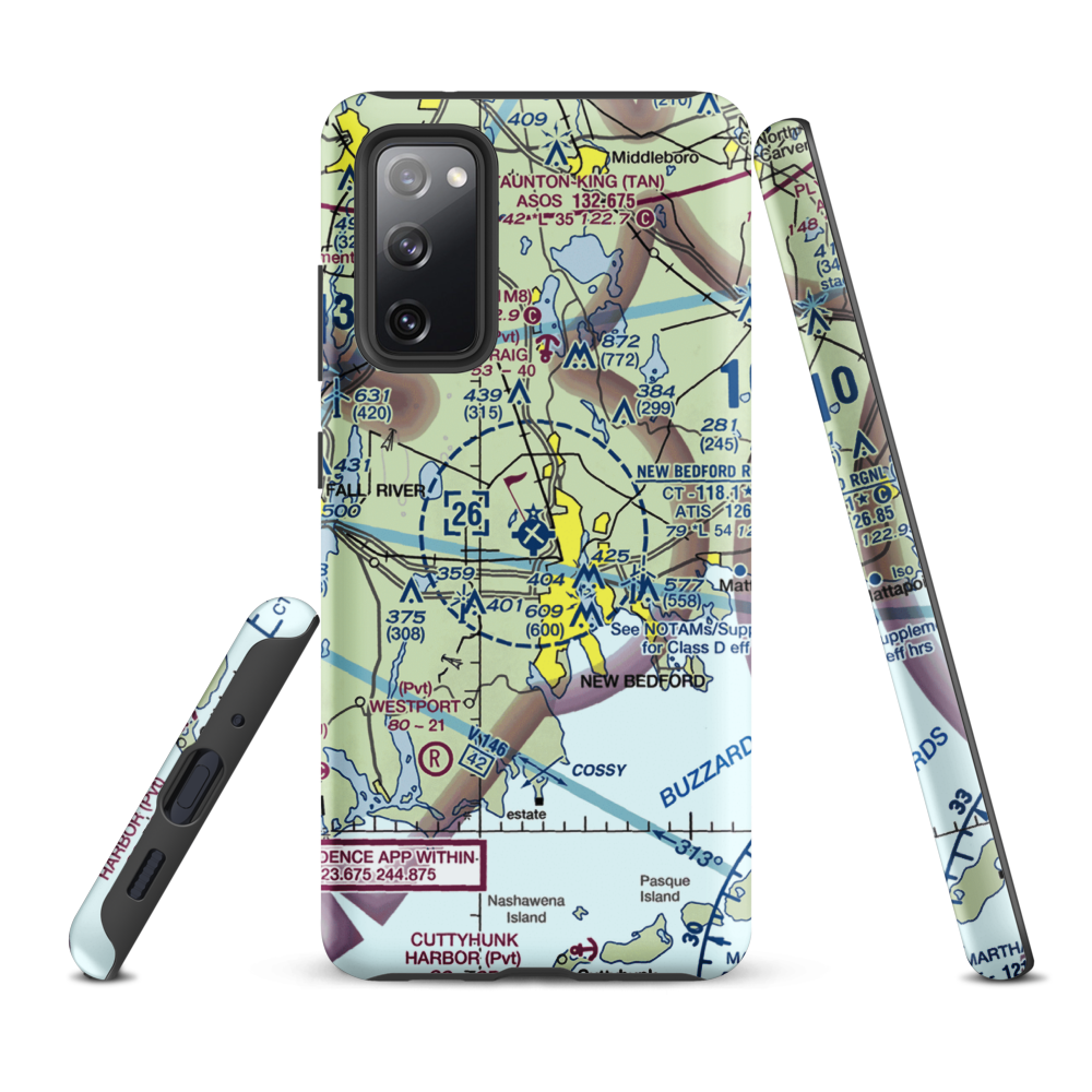 New Bedford Regional Airport (EWB) VFR Sectional Samsung Phone Case Samsung Galaxy S20 FE model shown