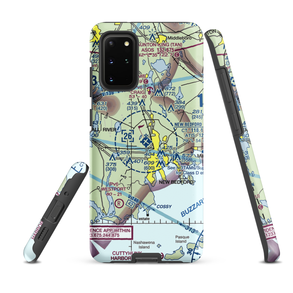 New Bedford Regional Airport (EWB) VFR Sectional Samsung Phone Case Samsung Galaxy S20 Plus model shown