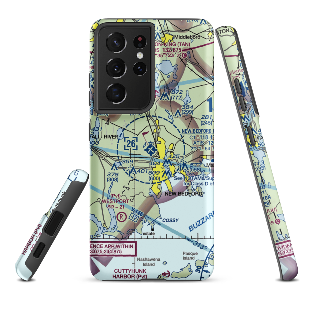 New Bedford Regional Airport (EWB) VFR Sectional Samsung Phone Case Samsung Galaxy S21 Ultra model shown