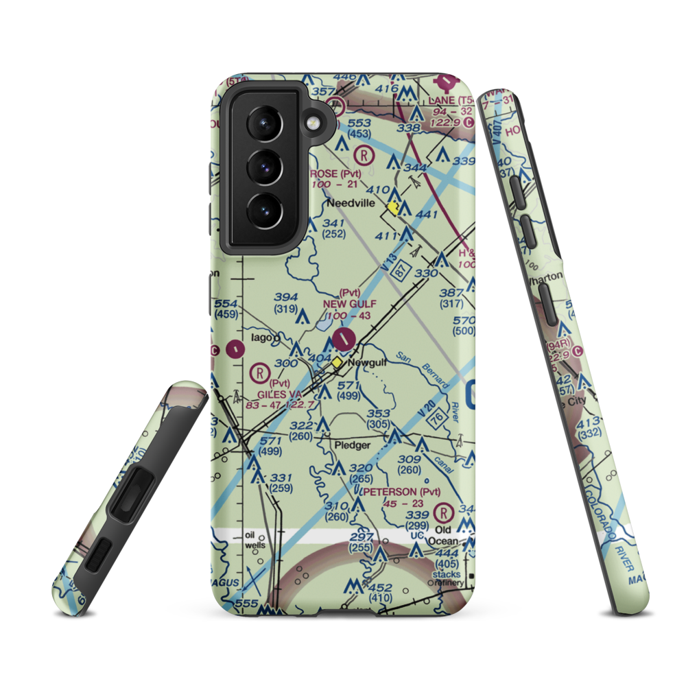 New Gulf Airport (T17) VFR Sectional Samsung Phone Case Samsung Galaxy S21 FE model shown