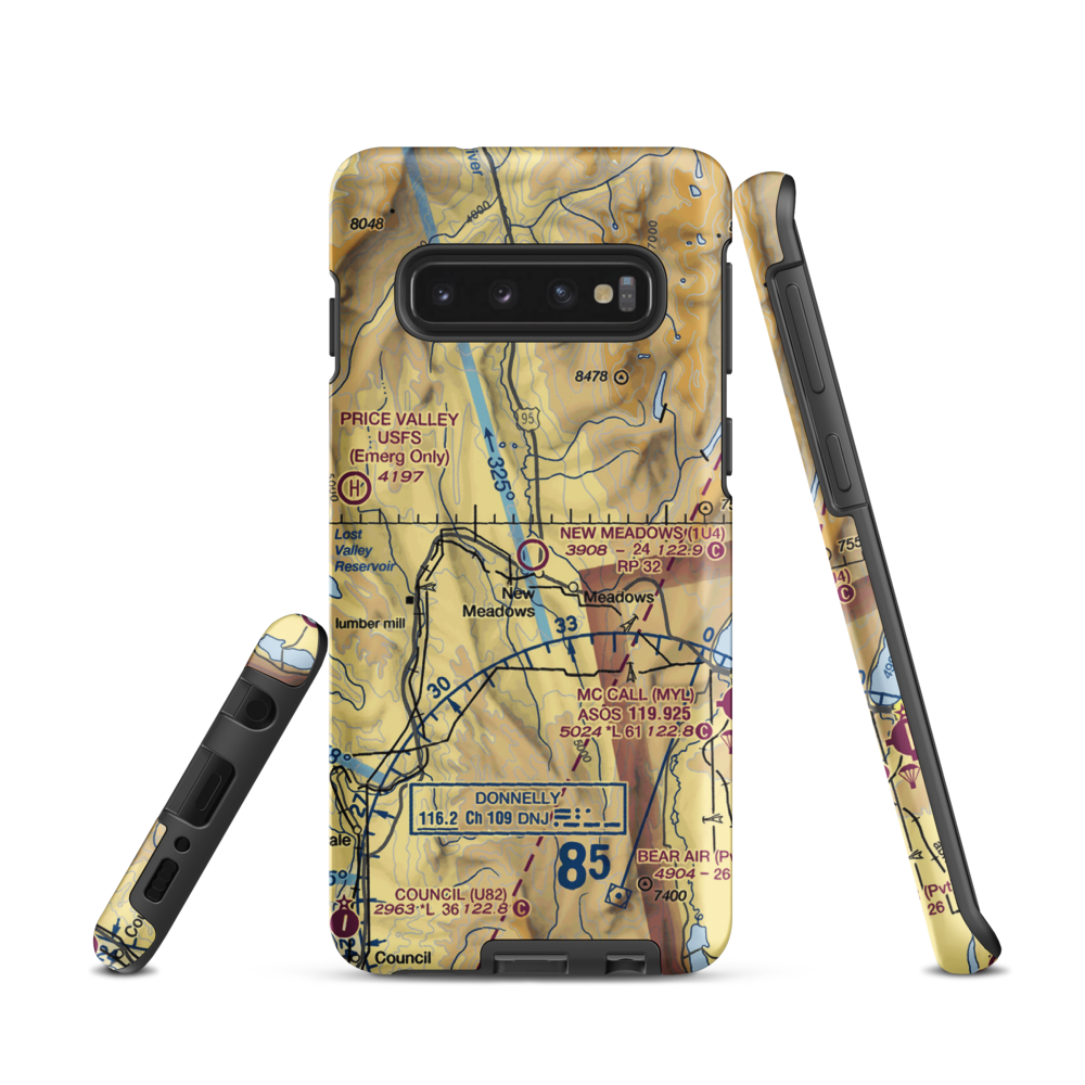 New Meadows Airport (1U4) VFR Sectional Samsung Phone Case Samsung Galaxy S10 model shown
