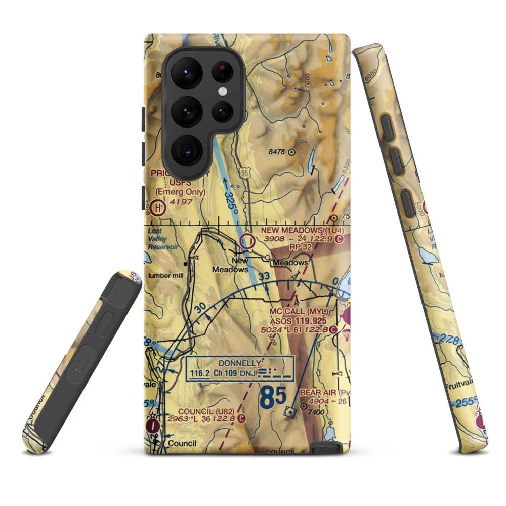 New Meadows Airport (1U4) VFR Sectional Samsung Phone Case Samsung Galaxy S22 Ultra model shown