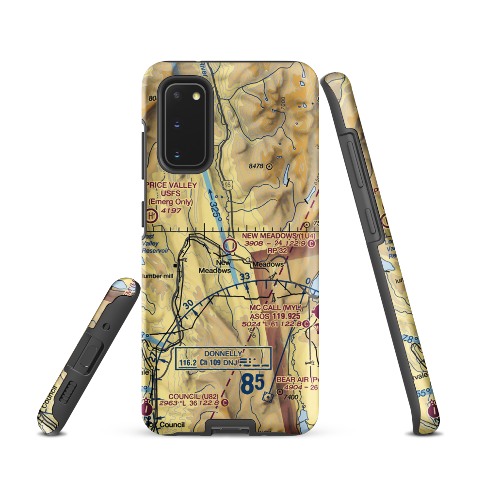 New Meadows Airport (1U4) VFR Sectional Samsung Phone Case Samsung Galaxy S20 model shown