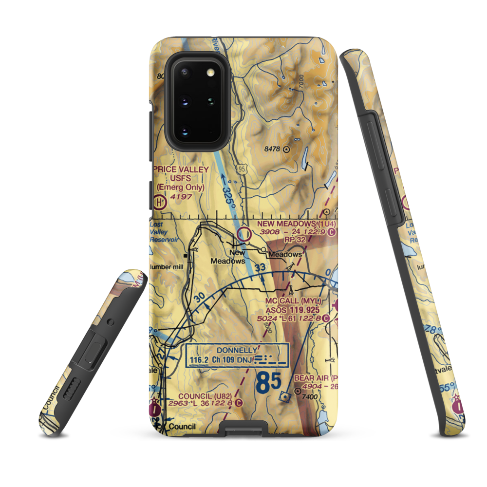 New Meadows Airport (1U4) VFR Sectional Samsung Phone Case Samsung Galaxy S20 Plus model shown