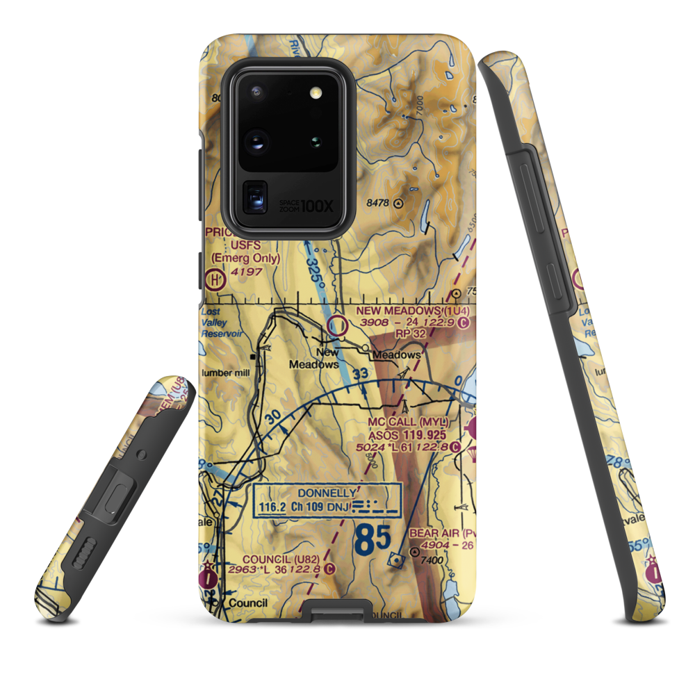 New Meadows Airport (1U4) VFR Sectional Samsung Phone Case Samsung Galaxy S20 Ultra model shown
