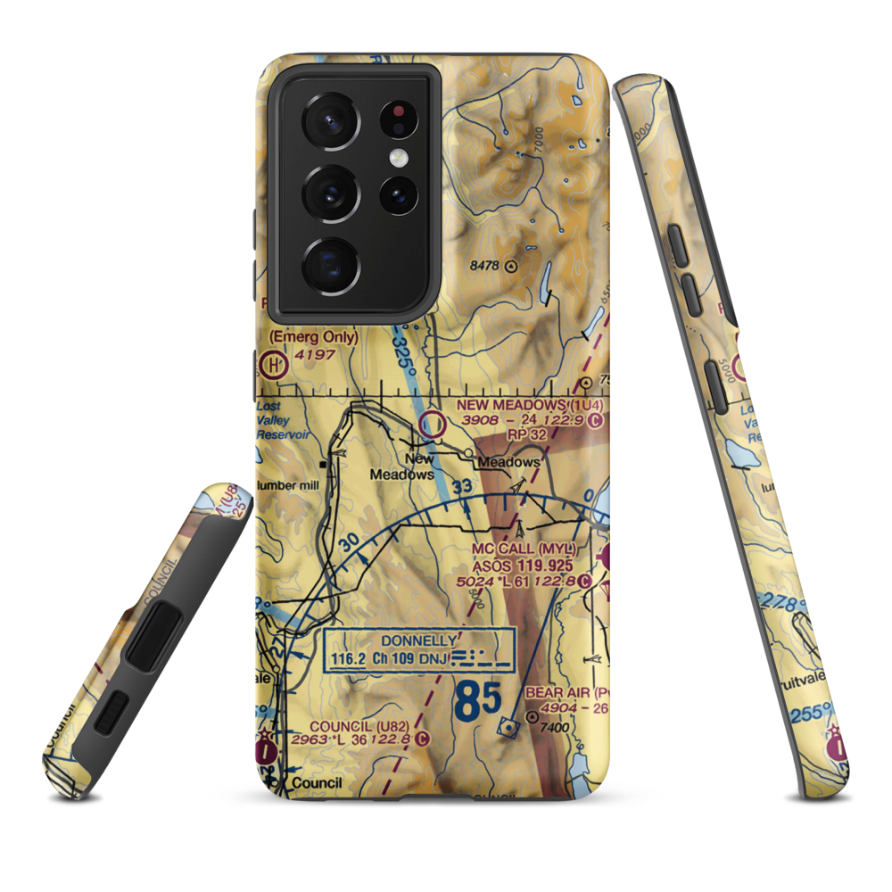 New Meadows Airport (1U4) VFR Sectional Samsung Phone Case Samsung Galaxy S21 Ultra model shown