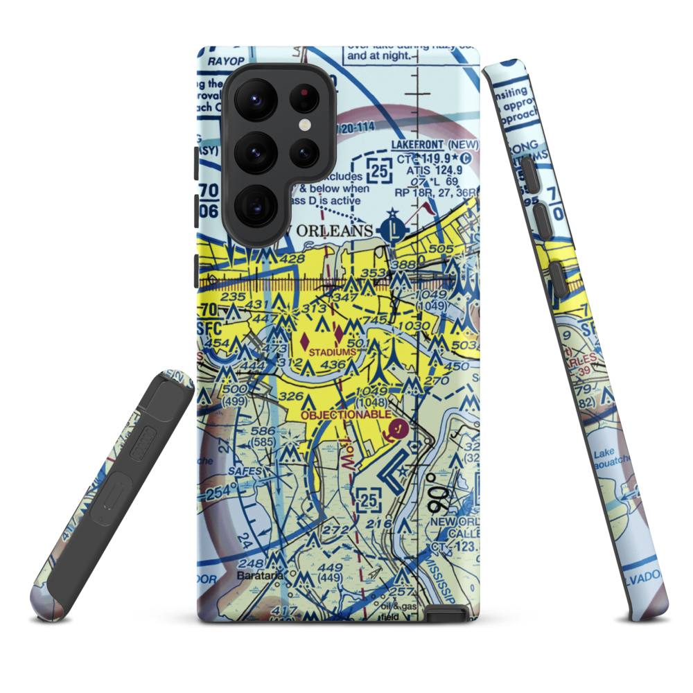 New Orleans Downtown Heliport (7N0) VFR Sectional Samsung Phone Case Samsung Galaxy S22 Ultra model shown