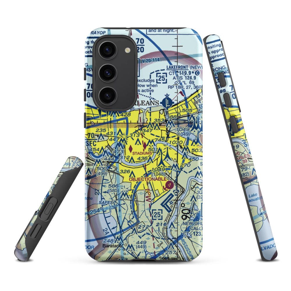 New Orleans Downtown Heliport (7N0) VFR Sectional Samsung Phone Case Samsung Galaxy S23 Plus model shown