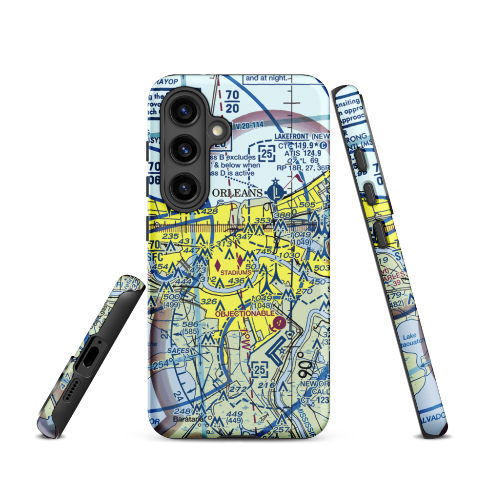 New Orleans Downtown Heliport (7N0) VFR Sectional Samsung Phone Case Samsung Galaxy S24 model shown