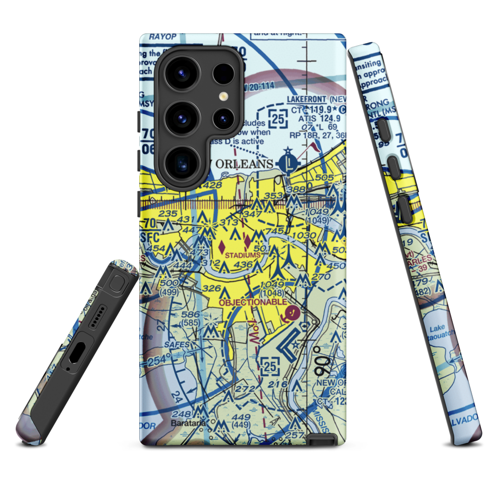 New Orleans Downtown Heliport (7N0) VFR Sectional Samsung Phone Case Samsung Galaxy S24 Ultra model shown