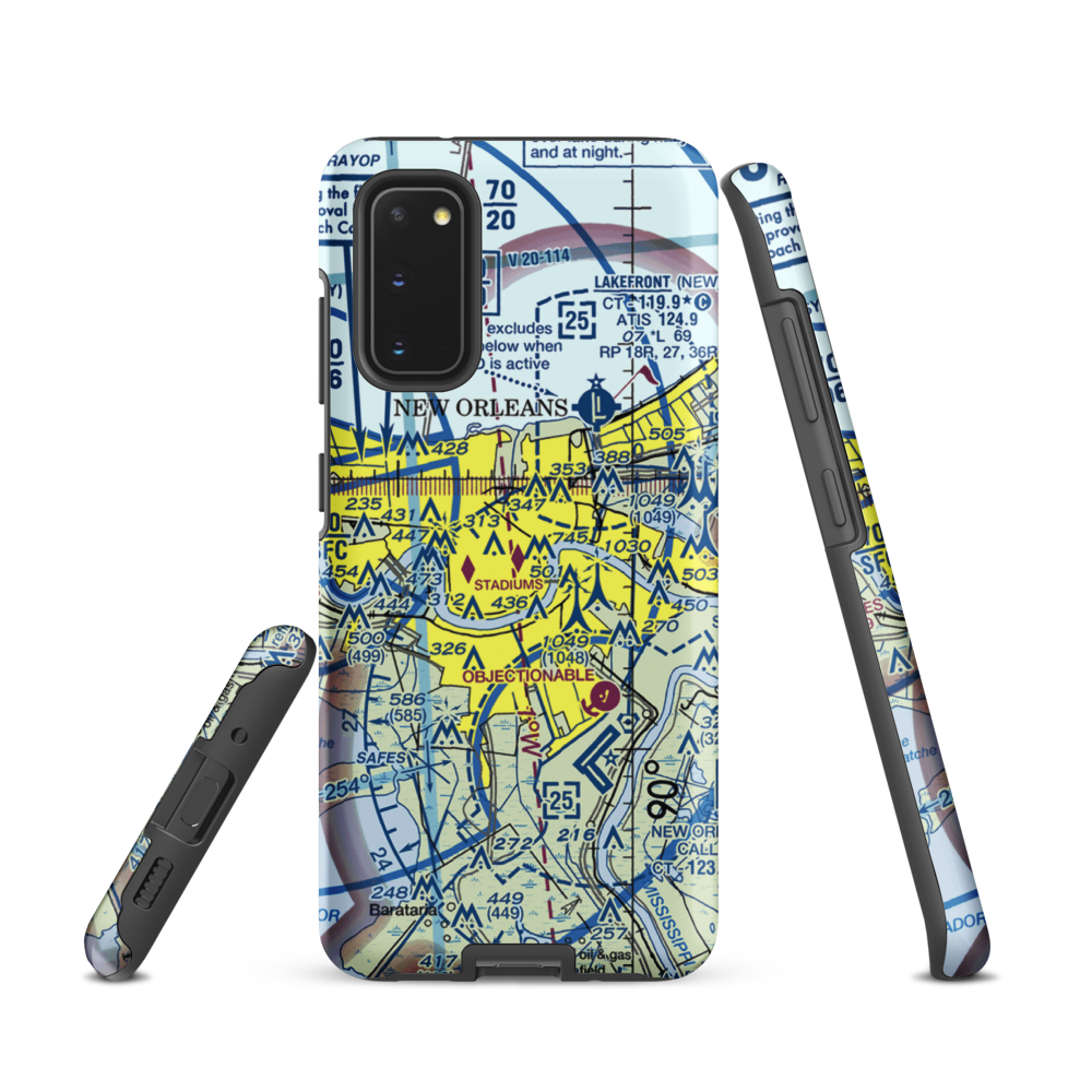 New Orleans Downtown Heliport (7N0) VFR Sectional Samsung Phone Case Samsung Galaxy S20 model shown