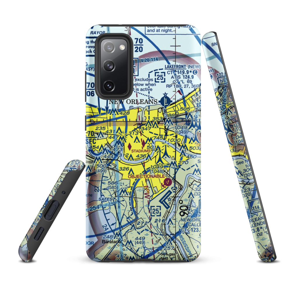 New Orleans Downtown Heliport (7N0) VFR Sectional Samsung Phone Case Samsung Galaxy S20 FE model shown