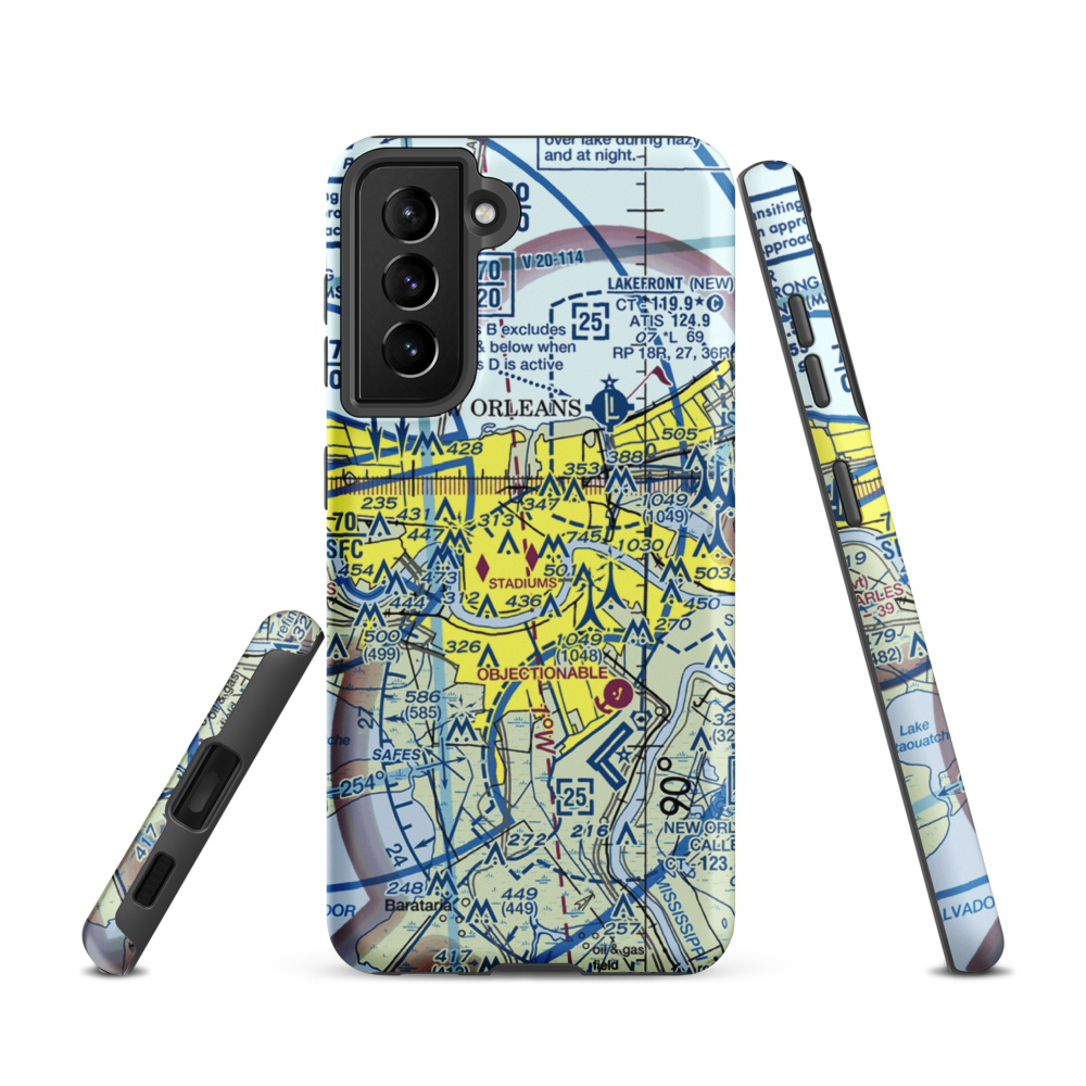 New Orleans Downtown Heliport (7N0) VFR Sectional Samsung Phone Case Samsung Galaxy S21 model shown