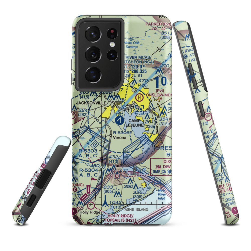 New River MCAS /H/ /Mccutcheon Fld/ Airport (NCA) VFR Sectional Samsung Phone Case Samsung Galaxy S21 Ultra model shown