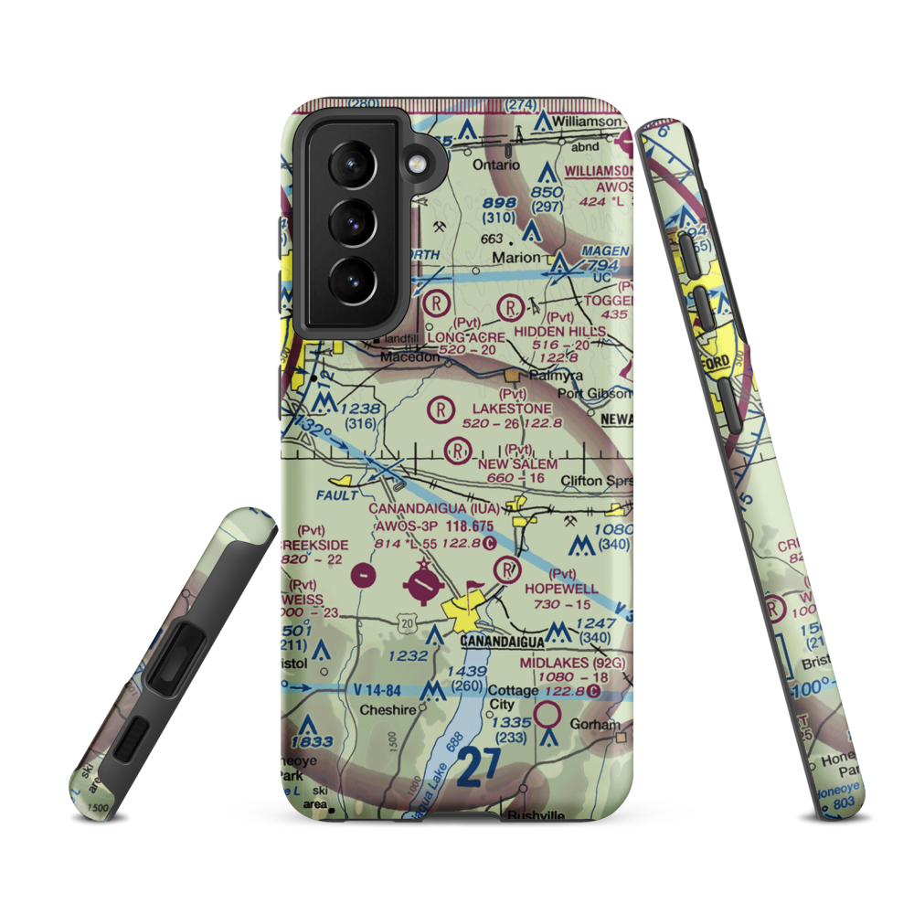 New Salem Aerodrome (74NY) VFR Sectional Samsung Phone Case Samsung Galaxy S21 FE model shown