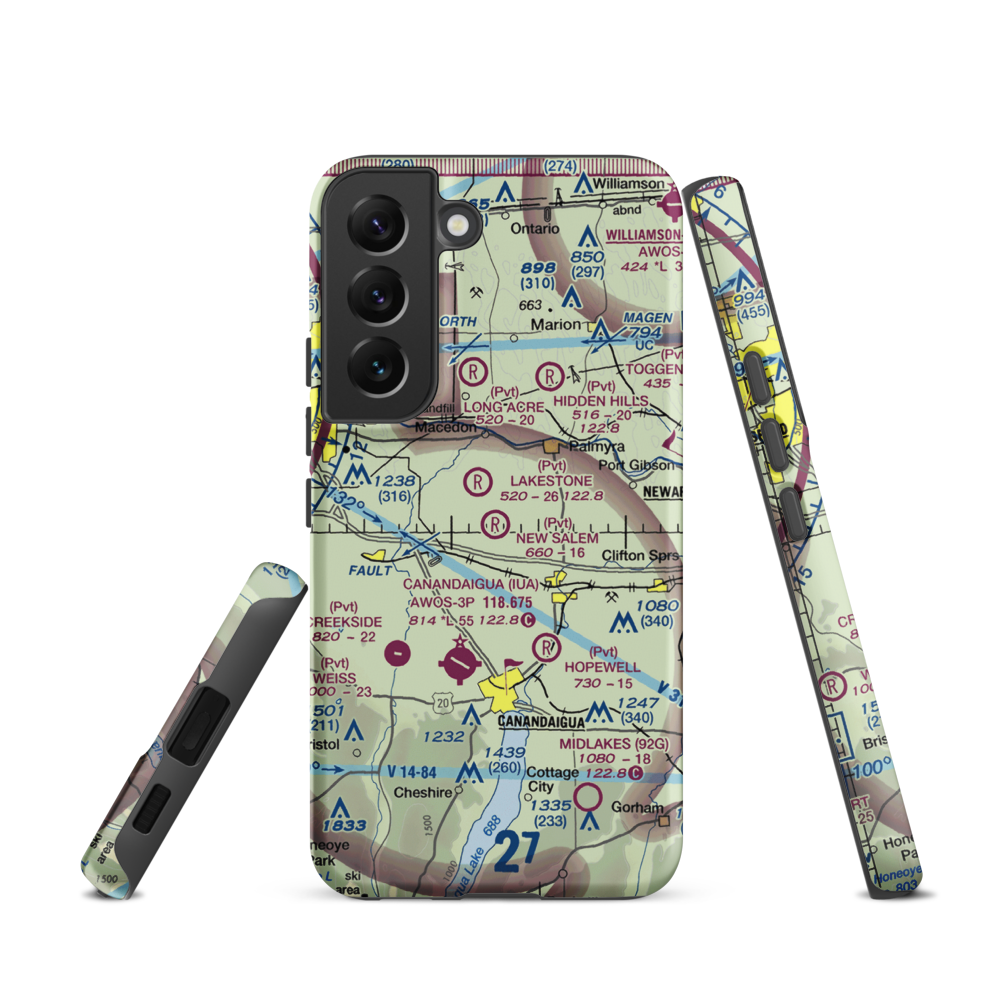 New Salem Aerodrome (74NY) VFR Sectional Samsung Phone Case Samsung Galaxy S22 model shown