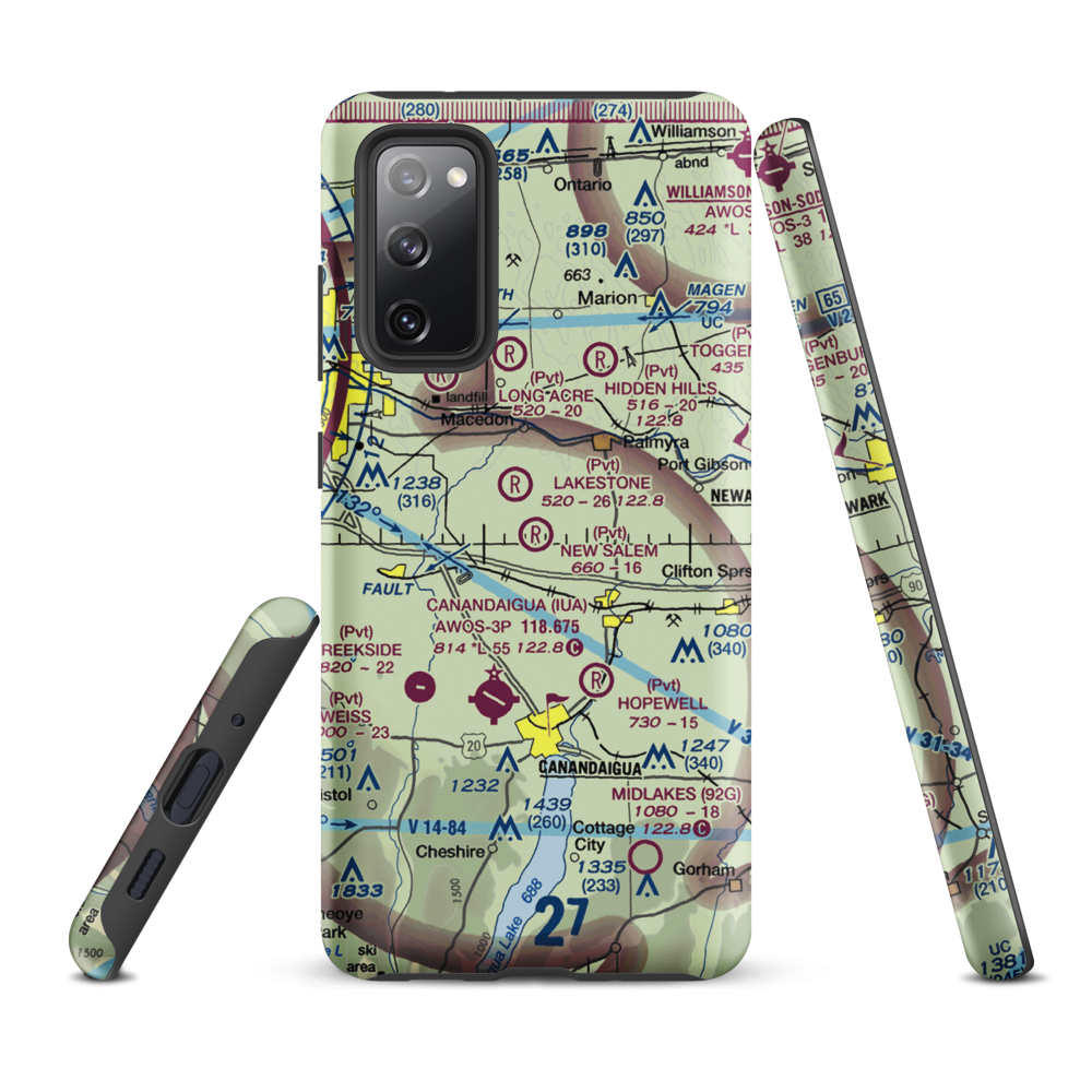 New Salem Aerodrome (74NY) VFR Sectional Samsung Phone Case Samsung Galaxy S20 FE model shown