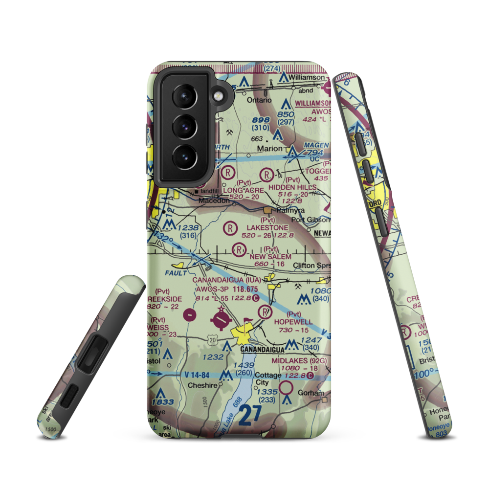 New Salem Aerodrome (74NY) VFR Sectional Samsung Phone Case Samsung Galaxy S21 model shown