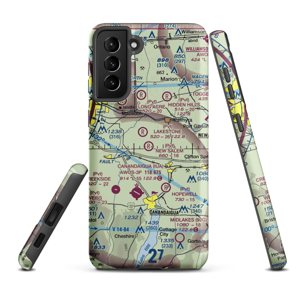 New Salem Aerodrome (74NY) VFR Sectional Samsung Phone Case Samsung Galaxy S21 Plus model shown
