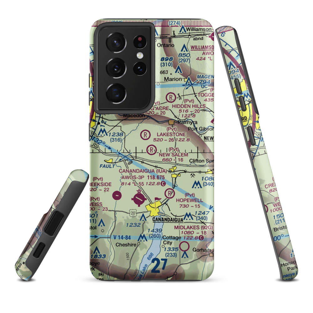 New Salem Aerodrome (74NY) VFR Sectional Samsung Phone Case Samsung Galaxy S21 Plus model shown
