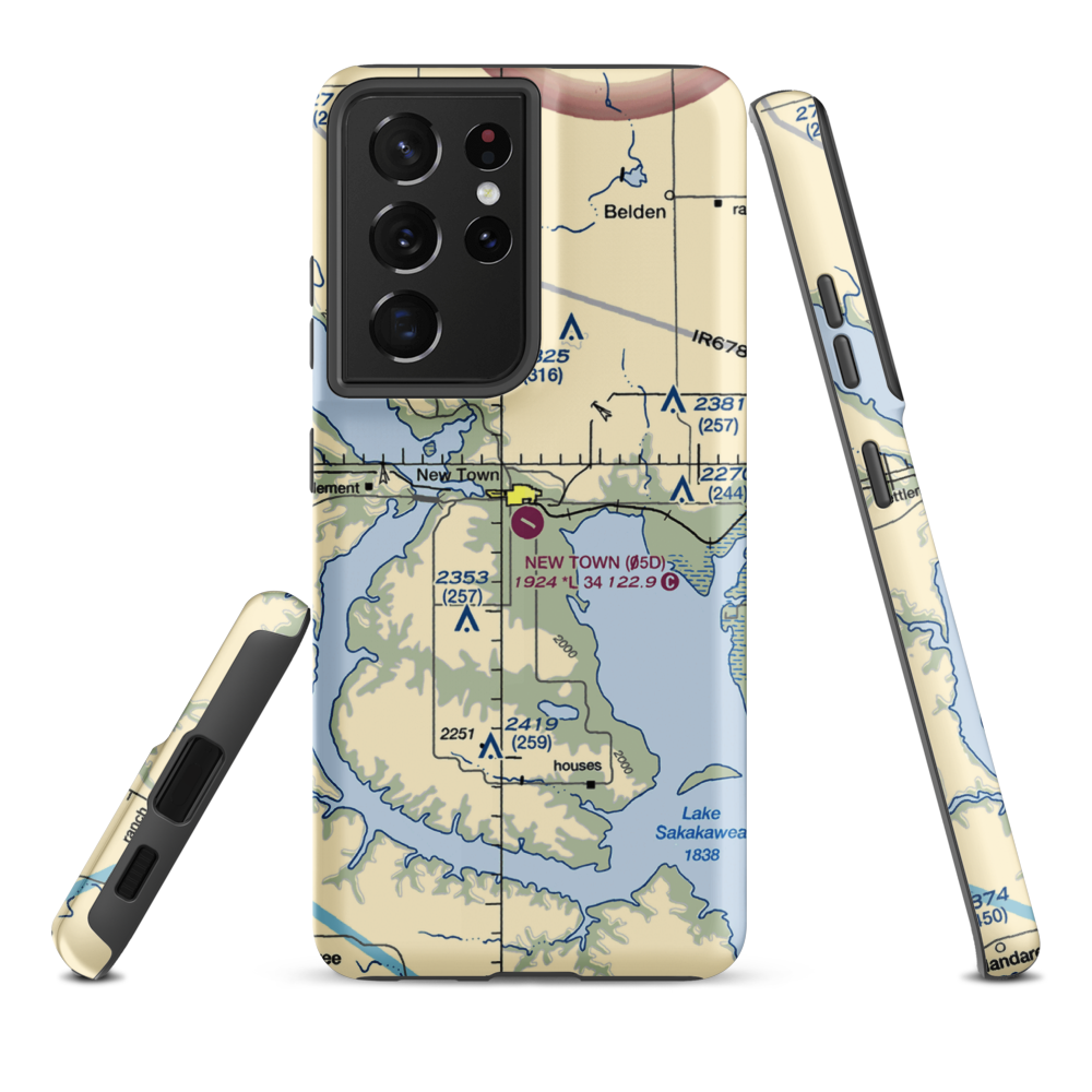 New Town Municipal Airport (05D) VFR Sectional Samsung Phone Case Samsung Galaxy S21 Ultra model shown