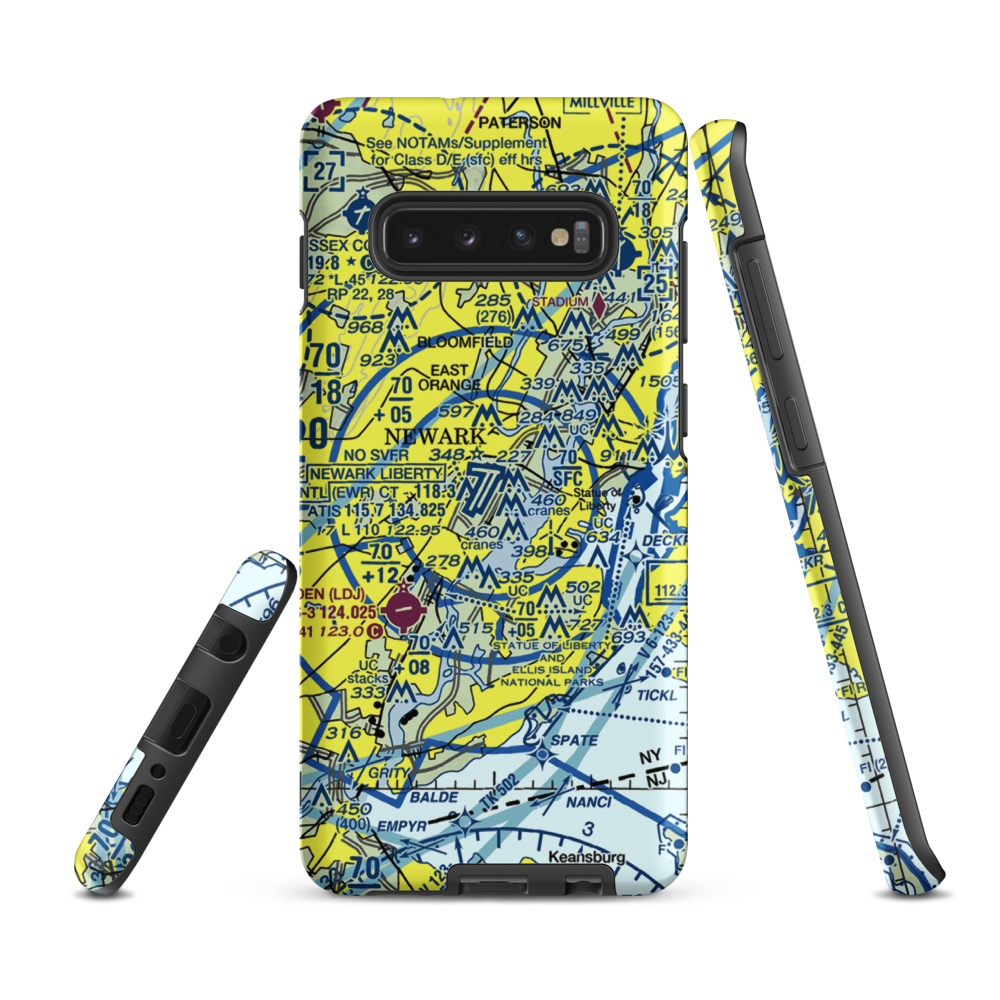 Newark Liberty International Airport (EWR) VFR Sectional Samsung Phone Case Samsung Galaxy S10 Plus model shown