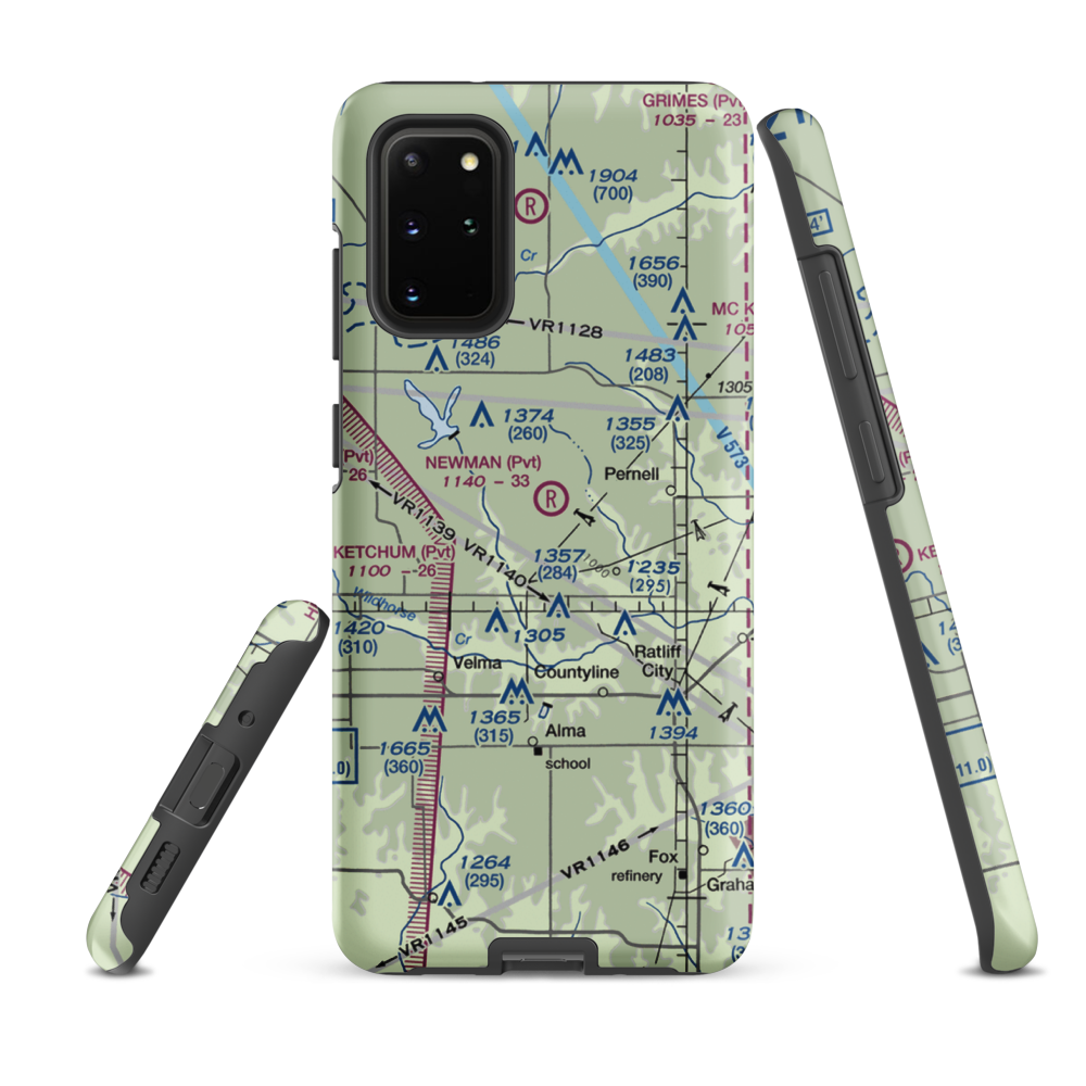Newman Farm Airport (4OK5) VFR Sectional Samsung Phone Case Samsung Galaxy S20 Plus model shown