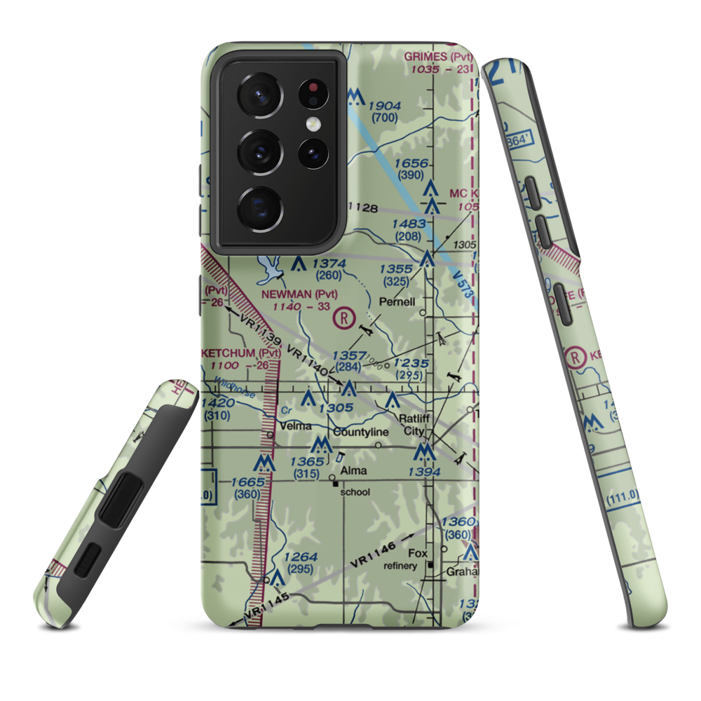 Newman Farm Airport (4OK5) VFR Sectional Samsung Phone Case Samsung Galaxy S21 Plus model shown
